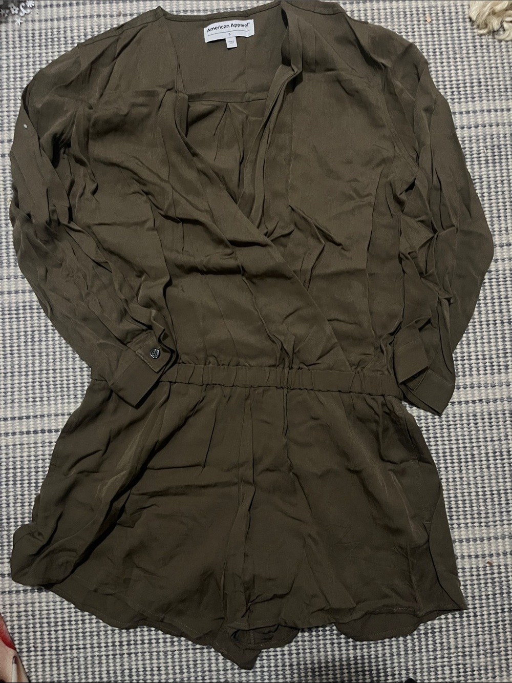American Apparel Olive Green Long Sleeve Romper